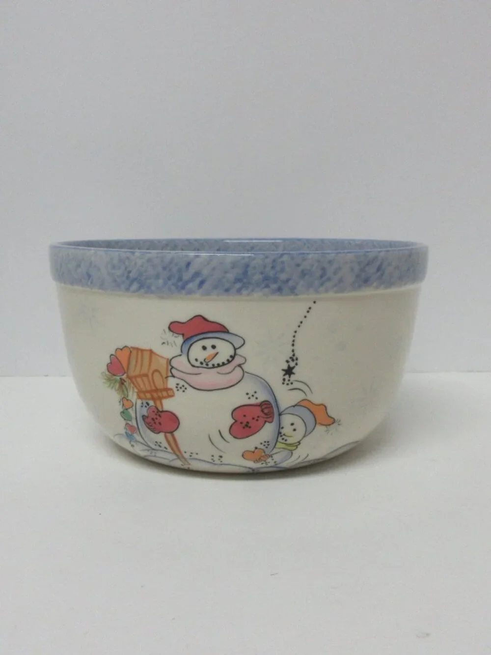 Vintage Vital Unit Ceramic Snowmen Mixing Bowls Set Of 3 Nesting